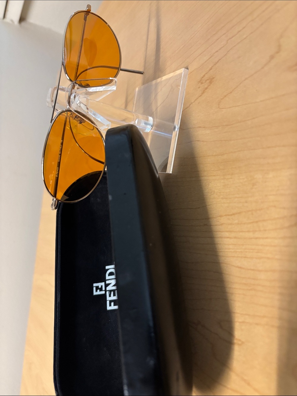 Fendi Men’s Sunglasses with Amber Lenses and Gold Frame